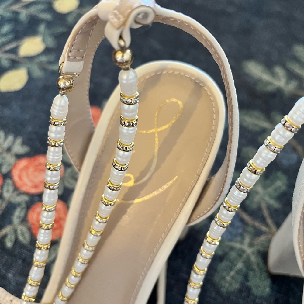 Sam Edelman for BHLDN Freshwater Pearl Cream Heels - Picture 6 of 8